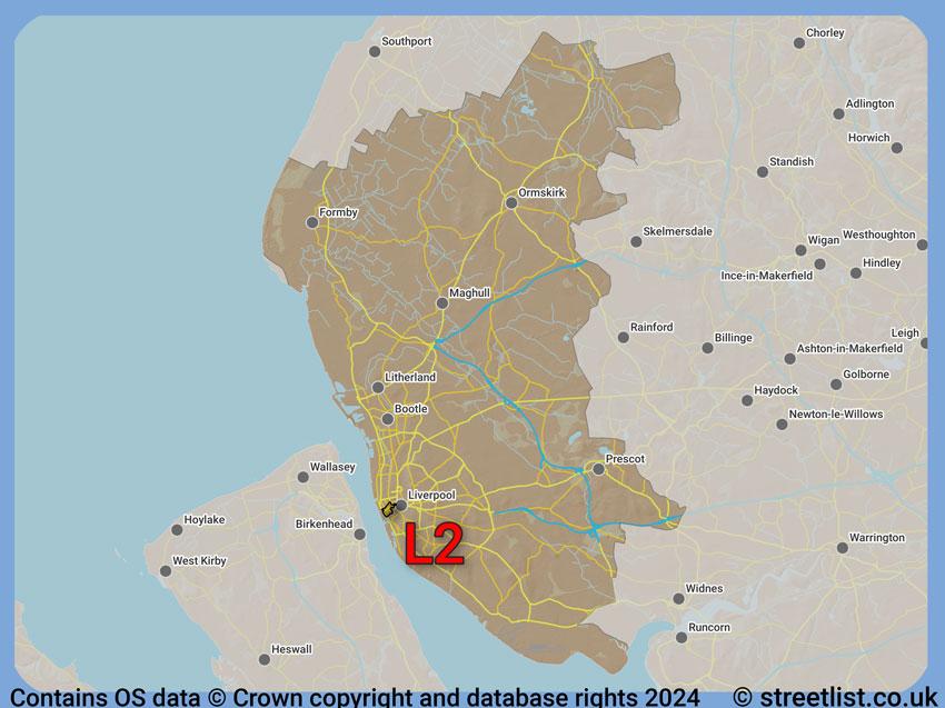 Where the L2 postcode district lies within the wider  postcode area