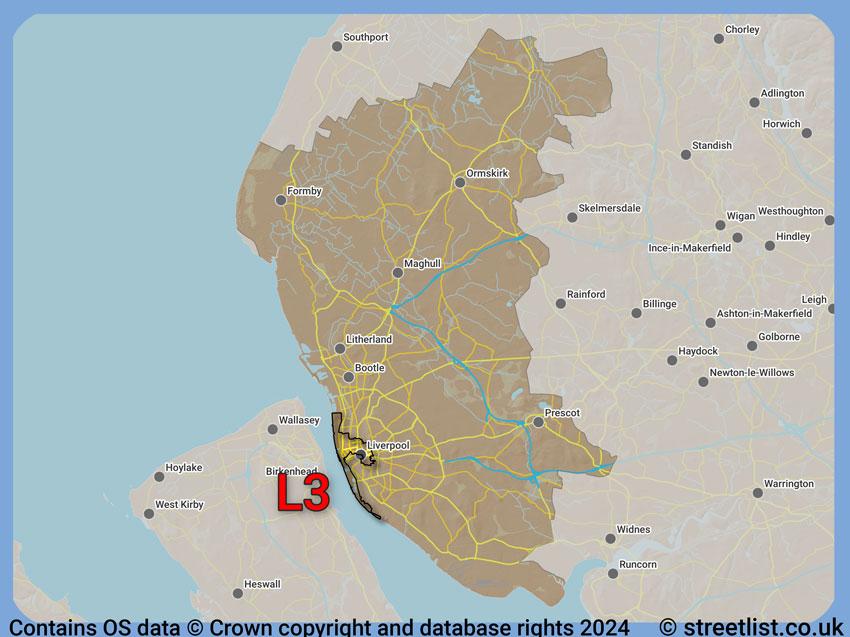 Where the L3 postcode district lies within the wider  postcode area