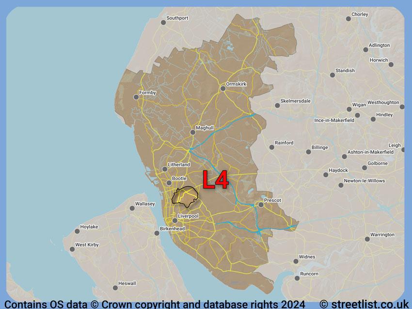 Where the L4 postcode district lies within the wider  postcode area