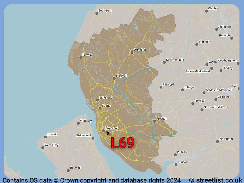 Where the L69 postcode district lies within the wider  postcode area