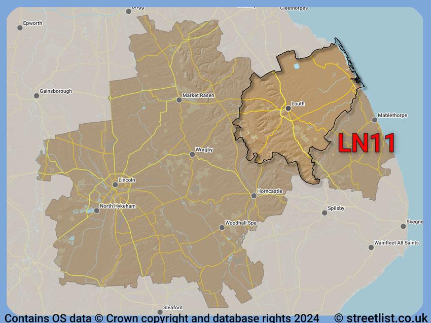 Where the LN11 postcode district lies within the wider  postcode area