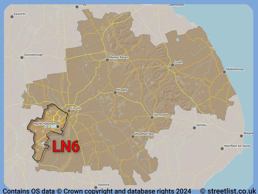 Where the LN6 postcode district lies within the wider  postcode area