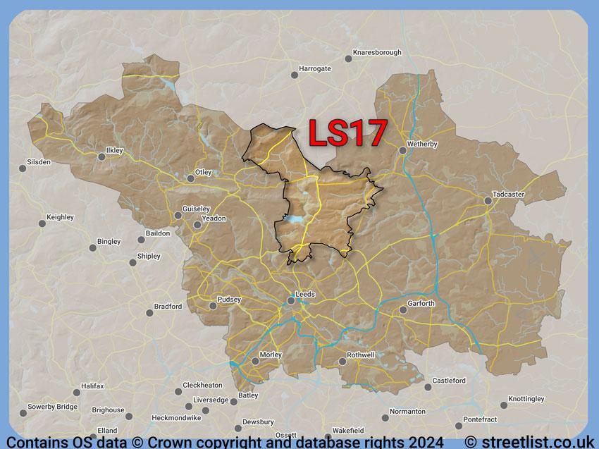 Where the LS17 postcode district lies within the wider  postcode area