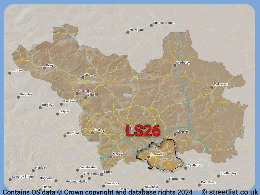 Where the LS26 postcode district lies within the wider  postcode area