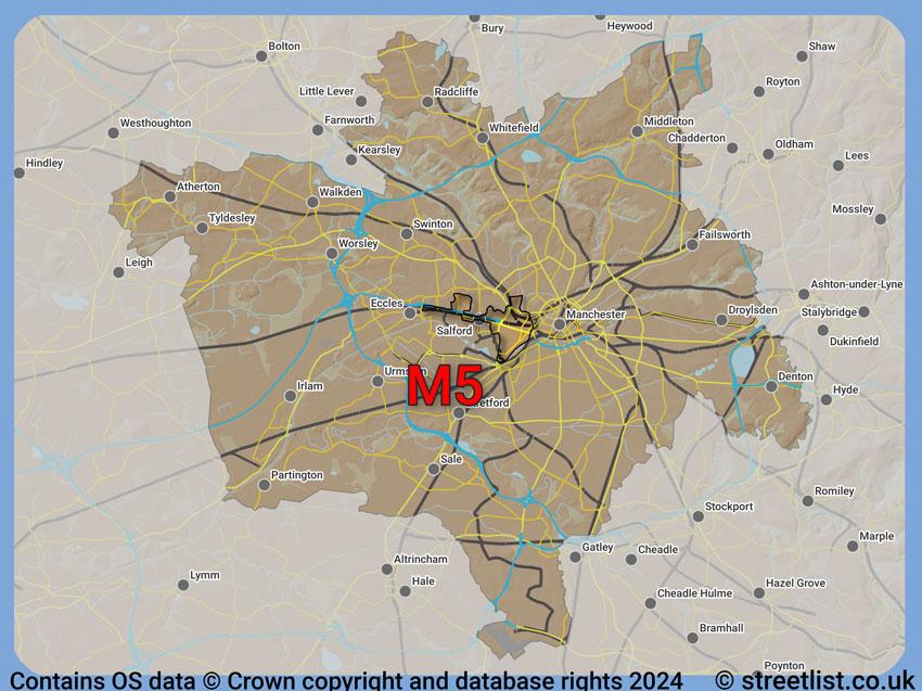 Where the M5 postcode district lies within the wider  postcode area