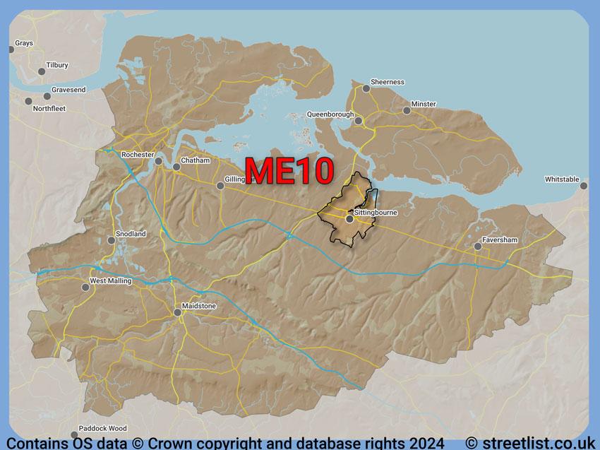 Where the ME10 postcode district lies within the wider  postcode area