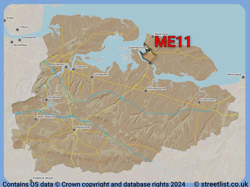 Where the ME11 postcode district lies within the wider  postcode area