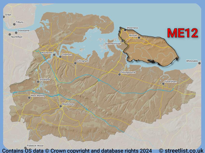 Where the ME12 postcode district lies within the wider  postcode area