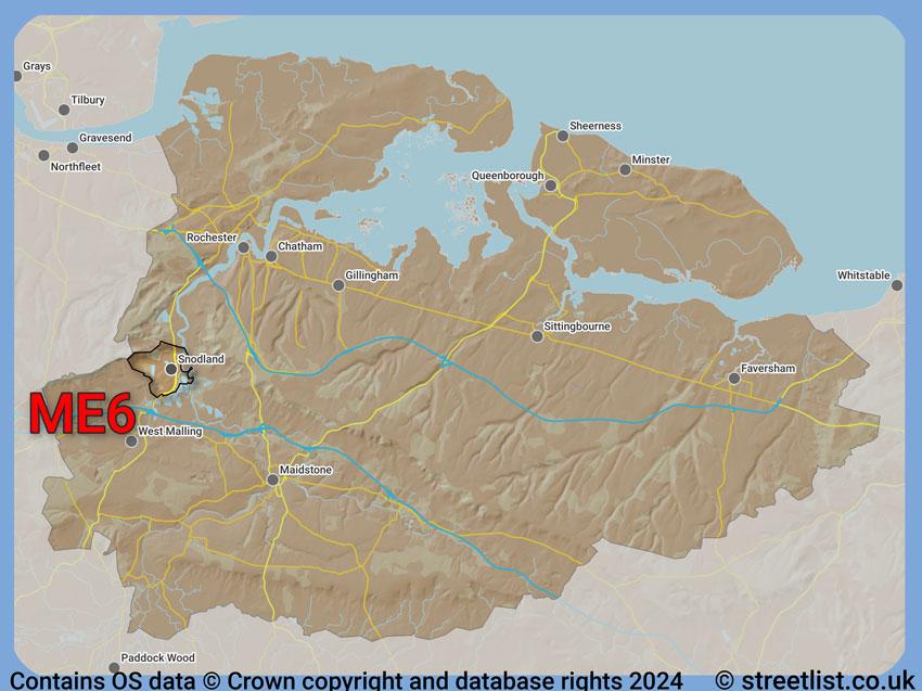 Where the ME6 postcode district lies within the wider  postcode area