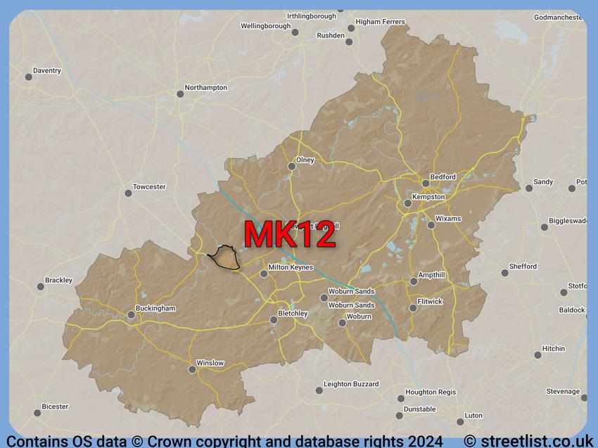 Where the MK12 postcode district lies within the wider  postcode area