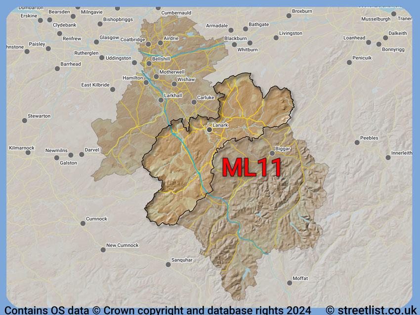 Where the ML11 postcode district lies within the wider  postcode area