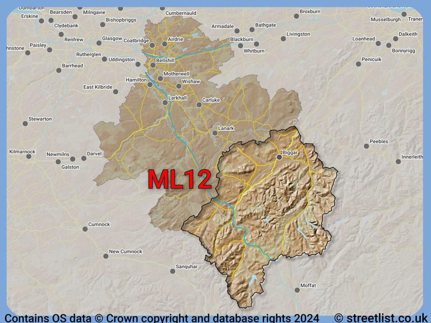 Where the ML12 postcode district lies within the wider  postcode area