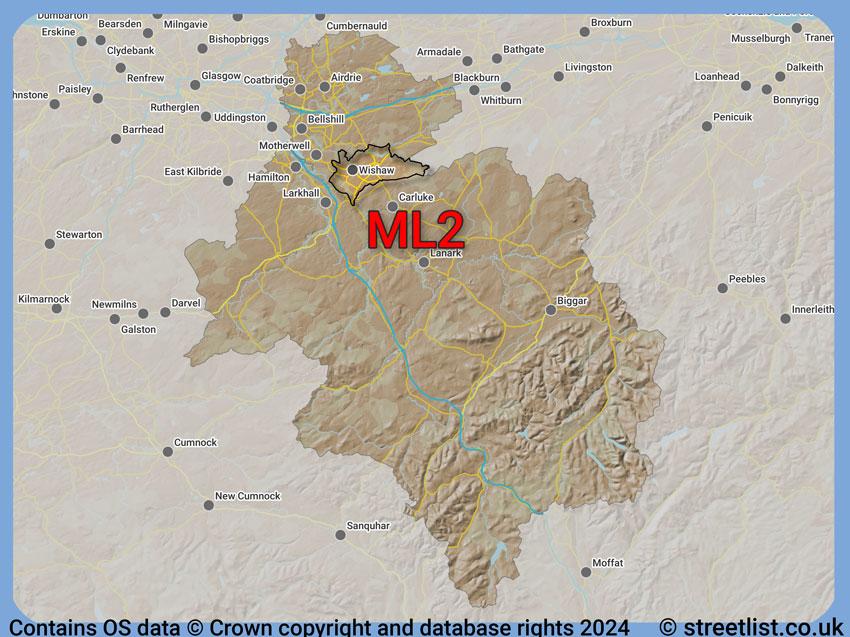 Where the ML2 postcode district lies within the wider  postcode area