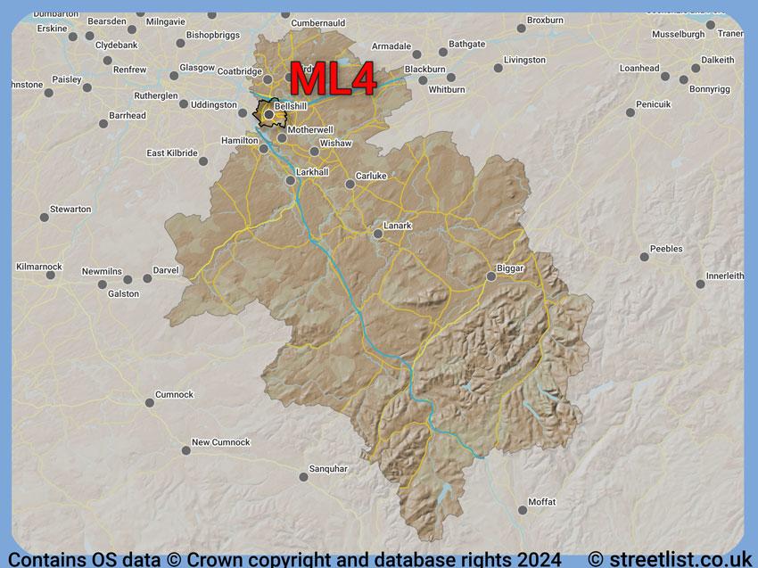 Where the ML4 postcode district lies within the wider  postcode area