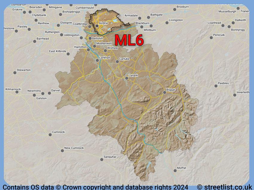 Where the ML6 postcode district lies within the wider  postcode area