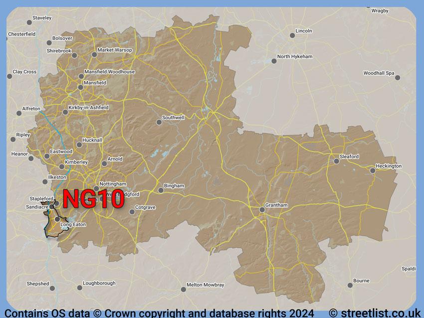 Where the NG10 postcode district lies within the wider  postcode area