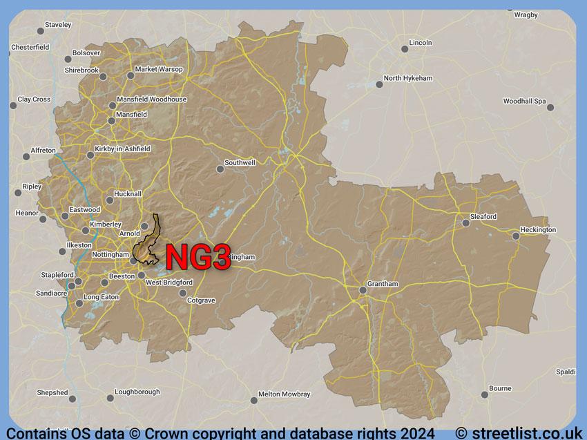 Where the NG3 postcode district lies within the wider  postcode area