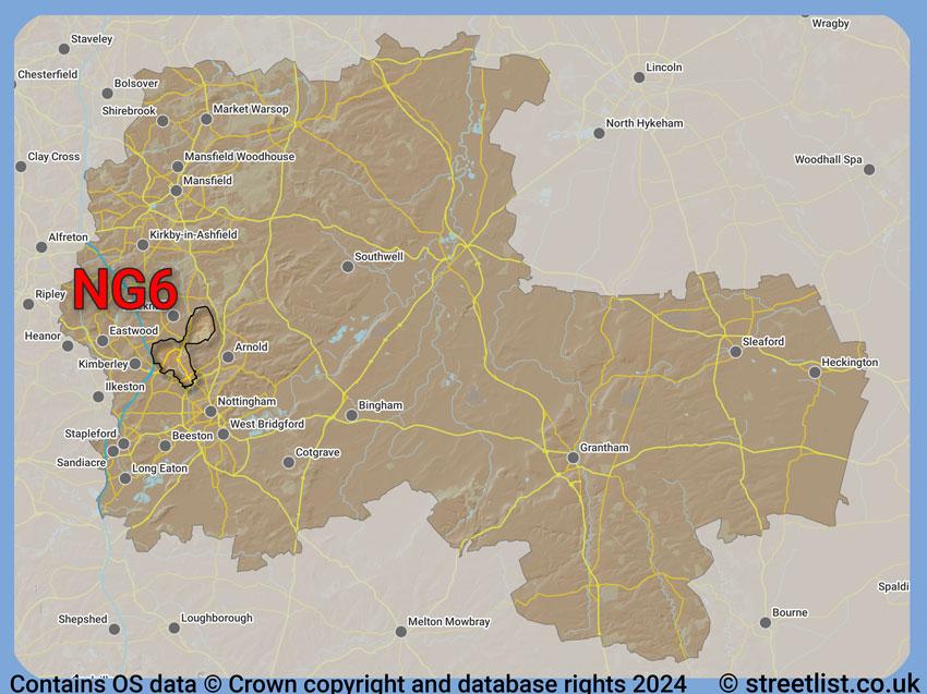 Where the NG6 postcode district lies within the wider  postcode area