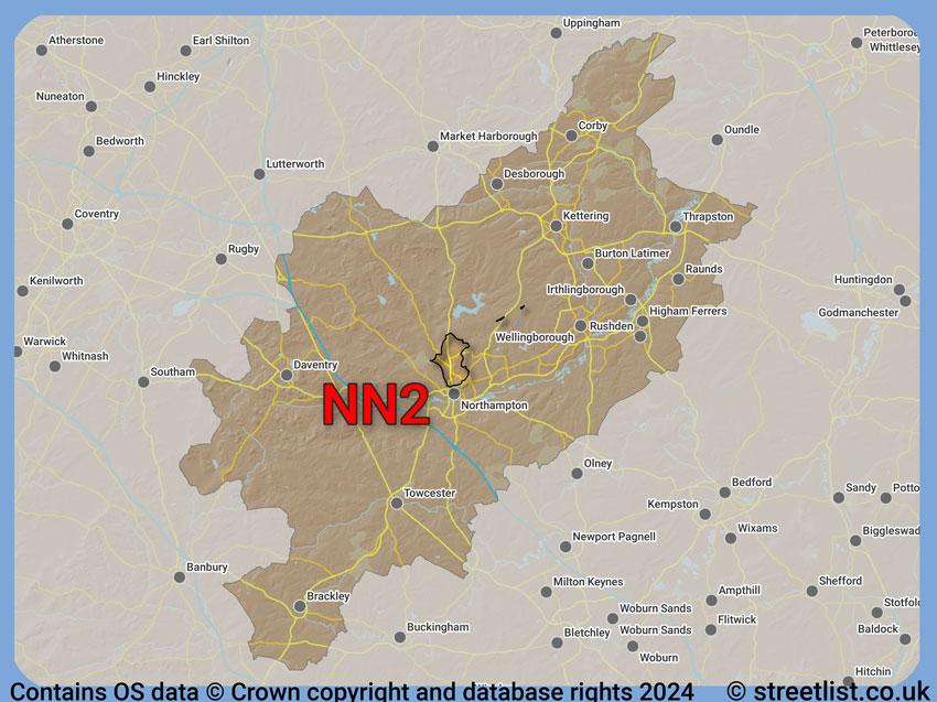 Where the NN2 postcode district lies within the wider  postcode area