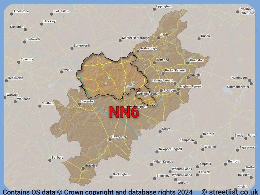 Where the NN6 postcode district lies within the wider  postcode area