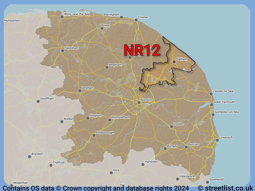 Where the NR12 postcode district lies within the wider  postcode area