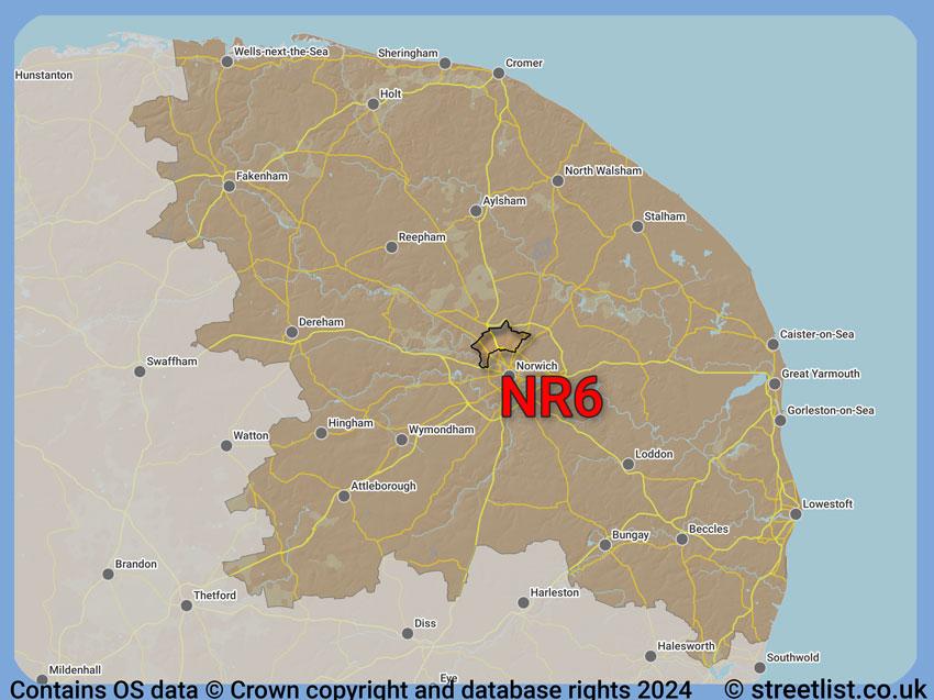 Where the NR6 postcode district lies within the wider  postcode area