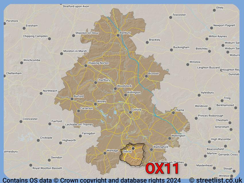 Where the OX11 postcode district lies within the wider  postcode area