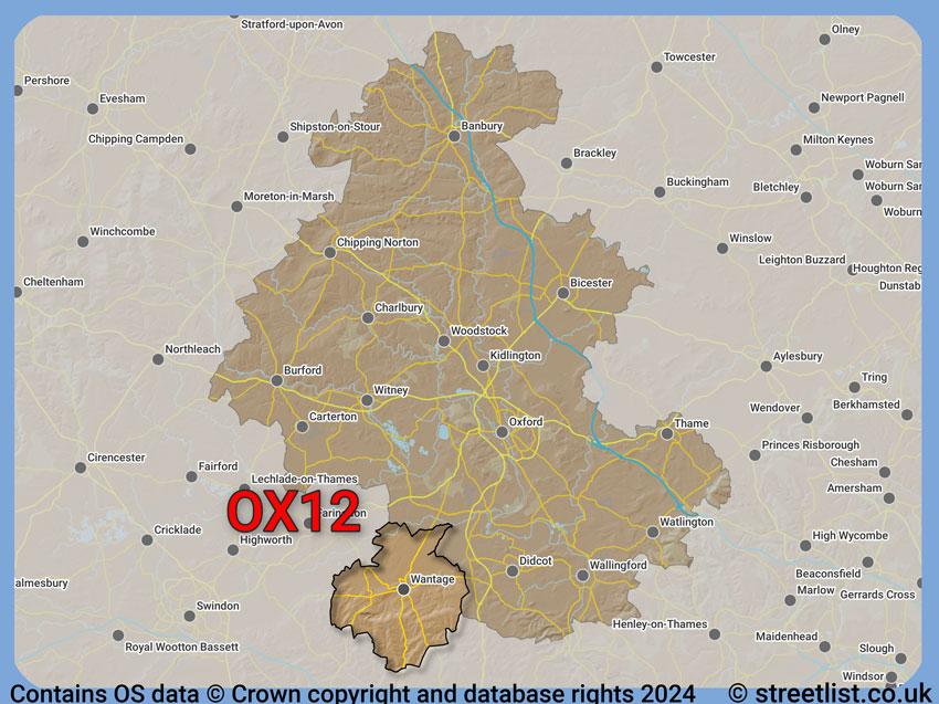 Where the OX12 postcode district lies within the wider  postcode area