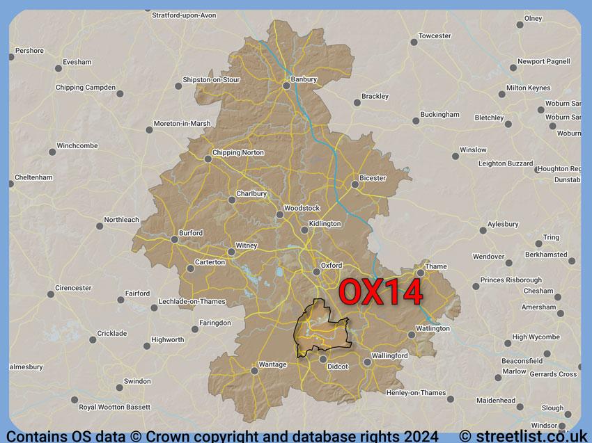 Where the OX14 postcode district lies within the wider  postcode area