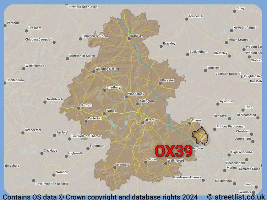 Where the OX39 postcode district lies within the wider  postcode area