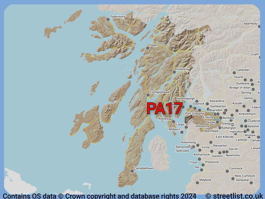 Where the PA17 postcode district lies within the wider  postcode area