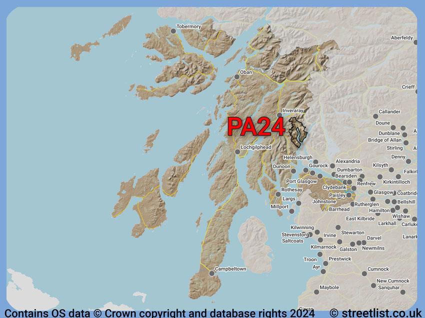 Where the PA24 postcode district lies within the wider  postcode area