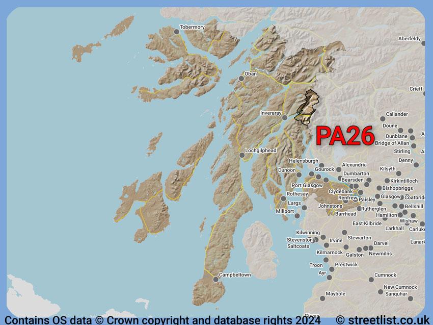 Where the PA26 postcode district lies within the wider  postcode area