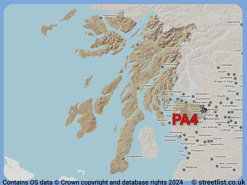 Where the PA4 postcode district lies within the wider  postcode area