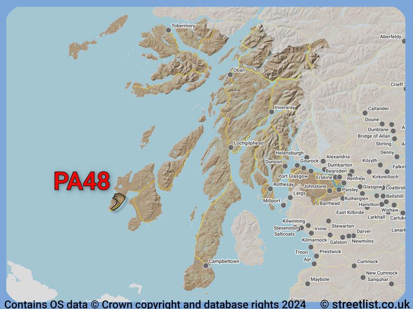 Where the PA48 postcode district lies within the wider  postcode area