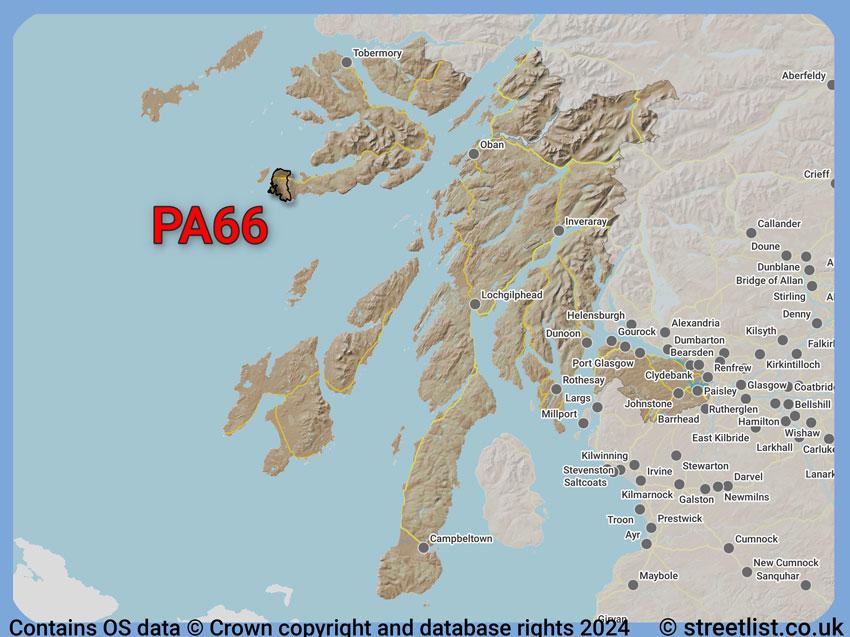 Where the PA66 postcode district lies within the wider  postcode area