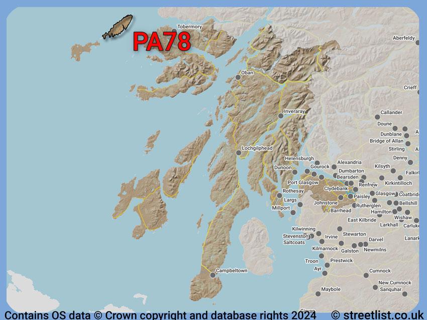 Where the PA78 postcode district lies within the wider  postcode area