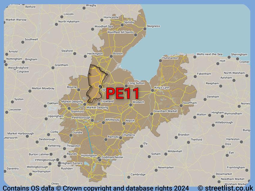 Where the PE11 postcode district lies within the wider  postcode area