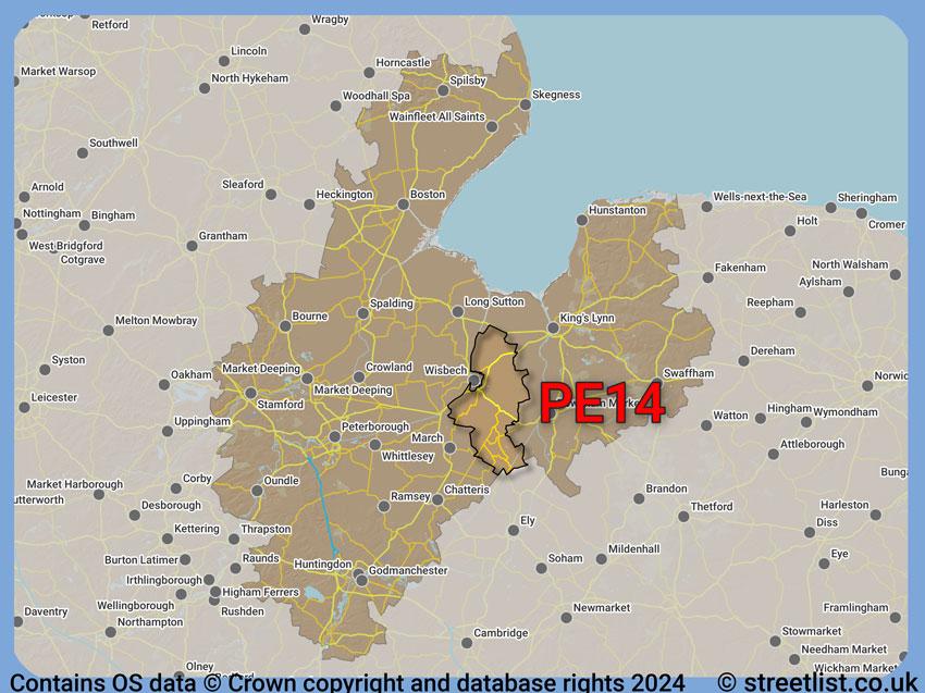 Where the PE14 postcode district lies within the wider  postcode area