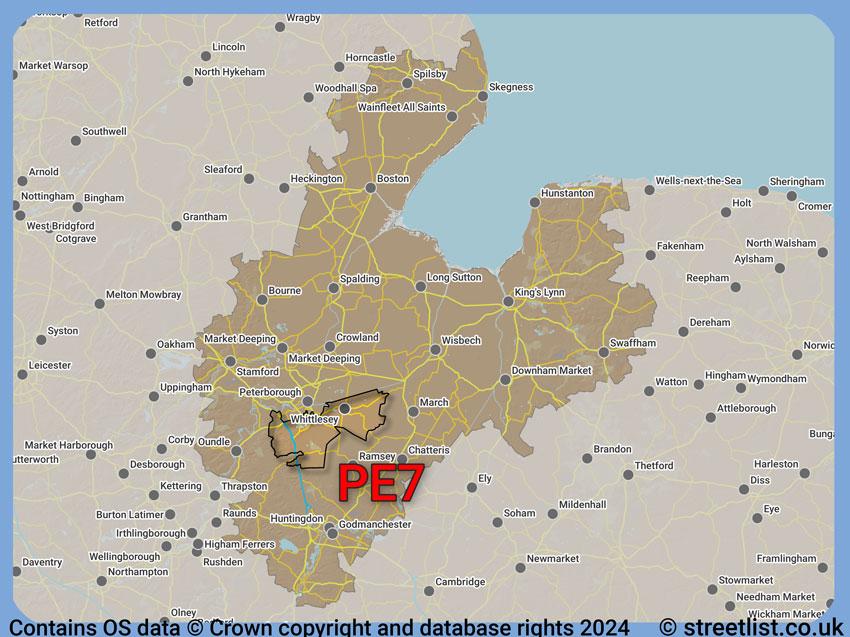 Where the PE7 postcode district lies within the wider  postcode area