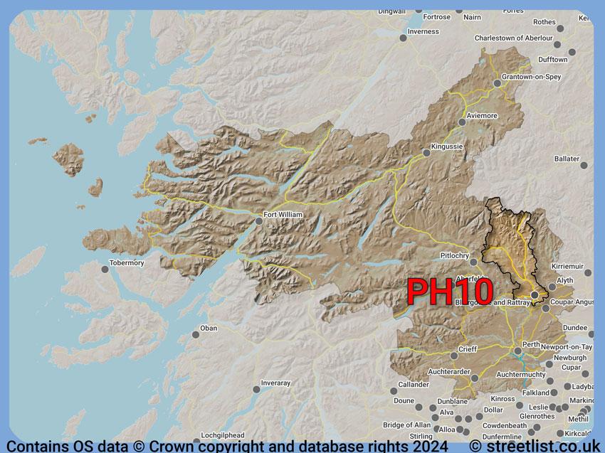 Where the PH10 postcode district lies within the wider  postcode area