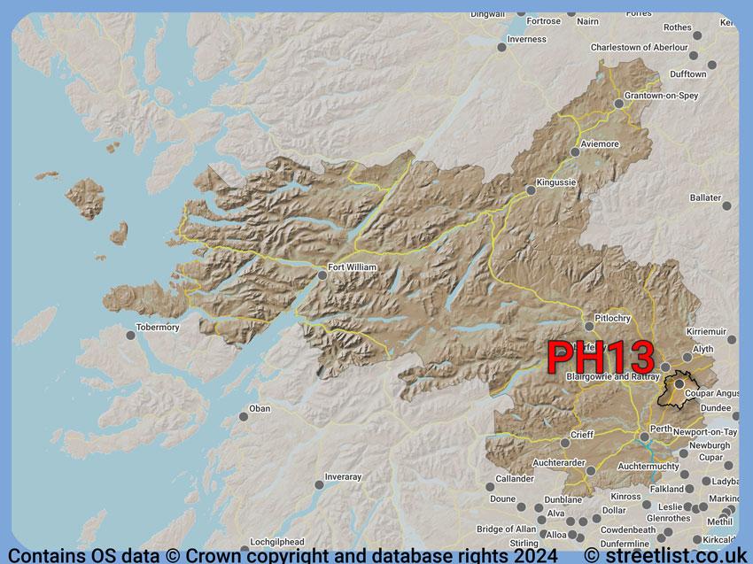 Where the PH13 postcode district lies within the wider  postcode area