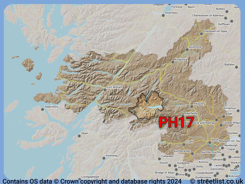 Where the PH17 postcode district lies within the wider  postcode area