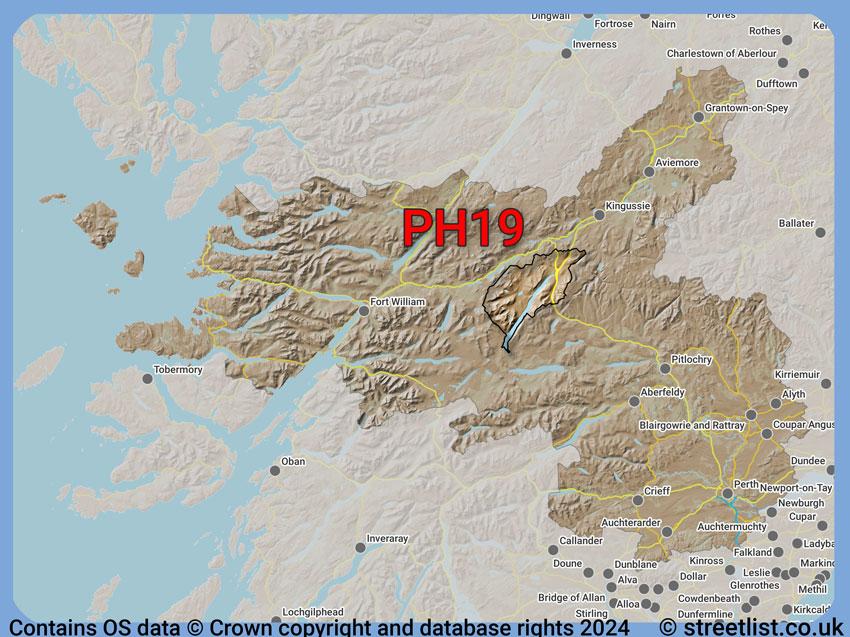 Where the PH19 postcode district lies within the wider  postcode area