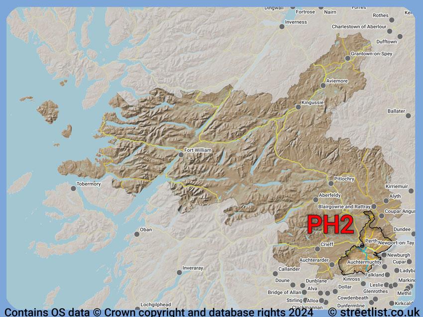 Where the PH2 postcode district lies within the wider  postcode area