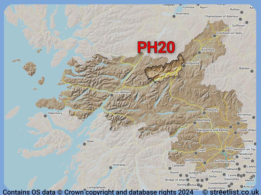 Where the PH20 postcode district lies within the wider  postcode area