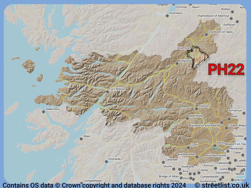 Where the PH22 postcode district lies within the wider  postcode area