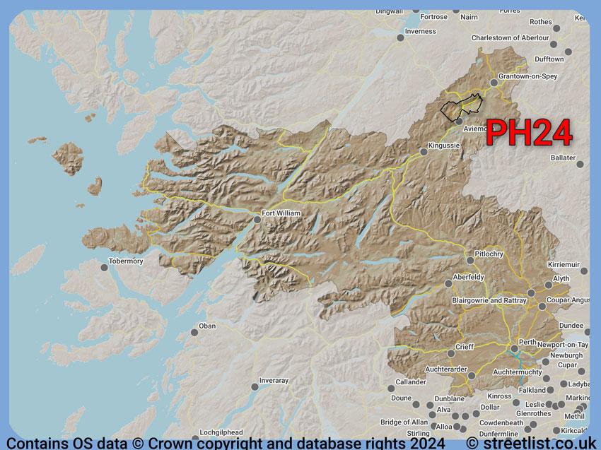 Where the PH24 postcode district lies within the wider  postcode area