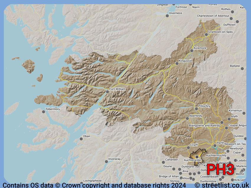 Where the PH3 postcode district lies within the wider  postcode area