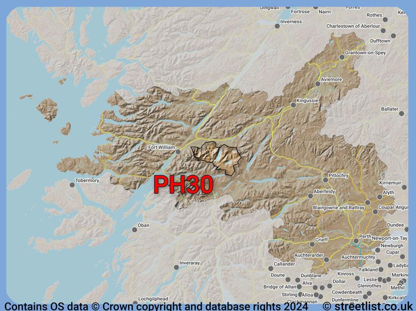 Where the PH30 postcode district lies within the wider  postcode area